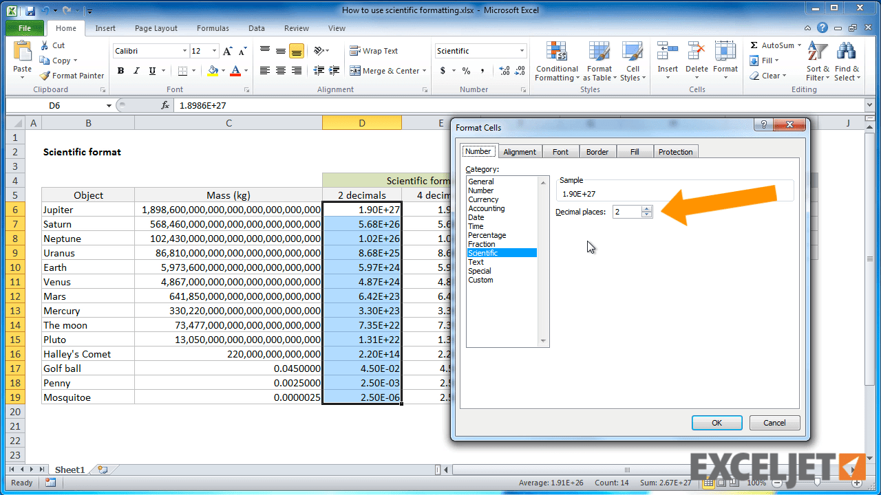 Excel tutorial How to use scientific formatting in Excel